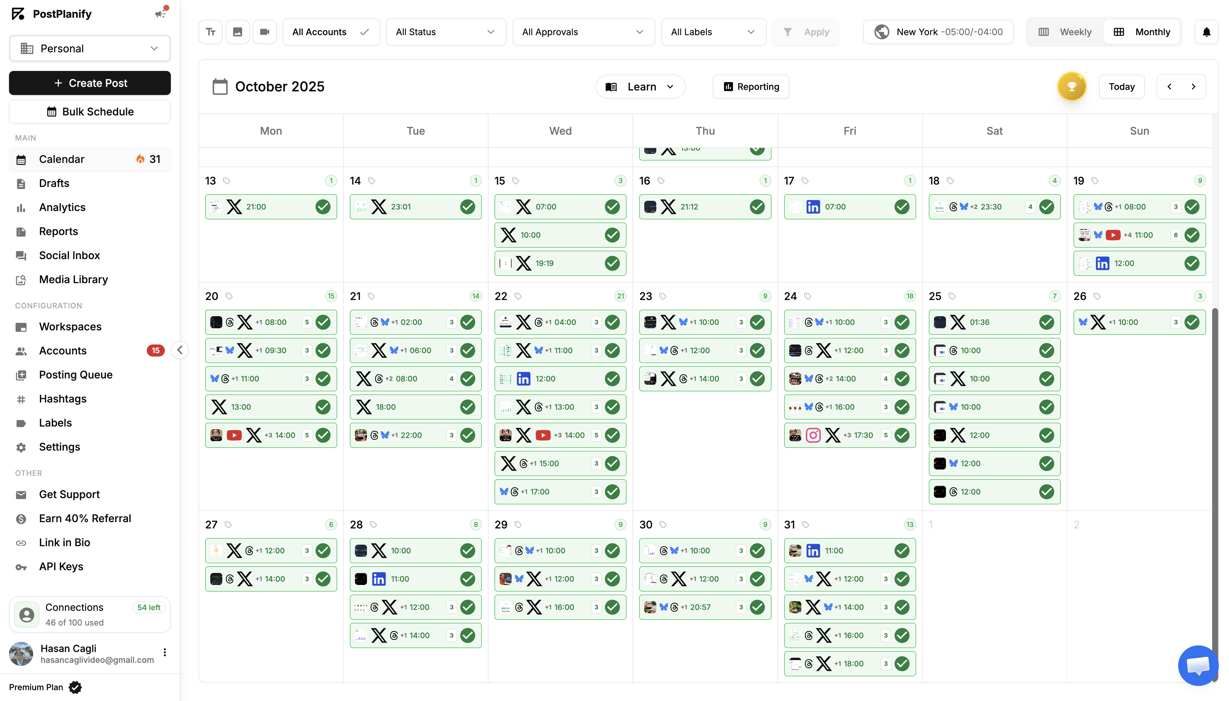 PostPlanify social media scheduling dashboard